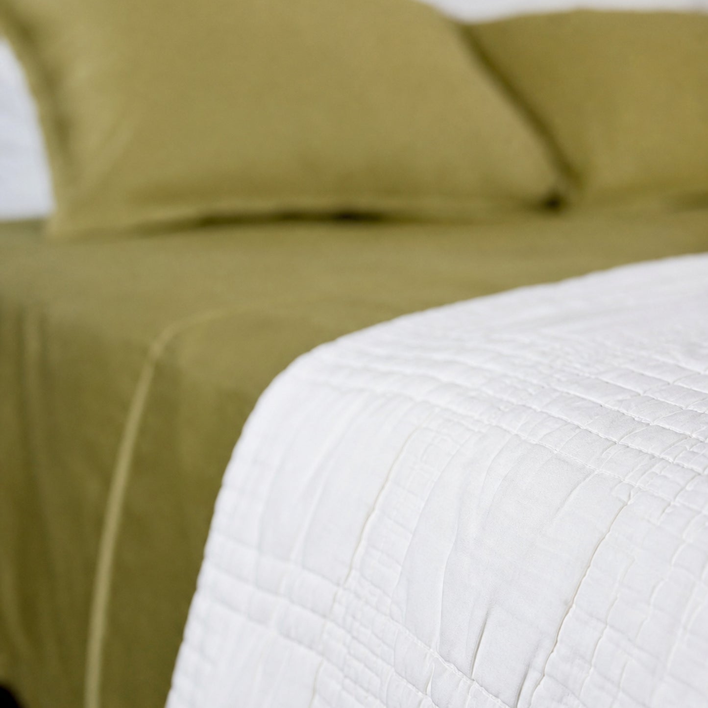 Homlin Luxury Sateen Cotton Bedsheet - 800 TC product photo - 04-bedsheet-set-olive-front-vertical.jpg