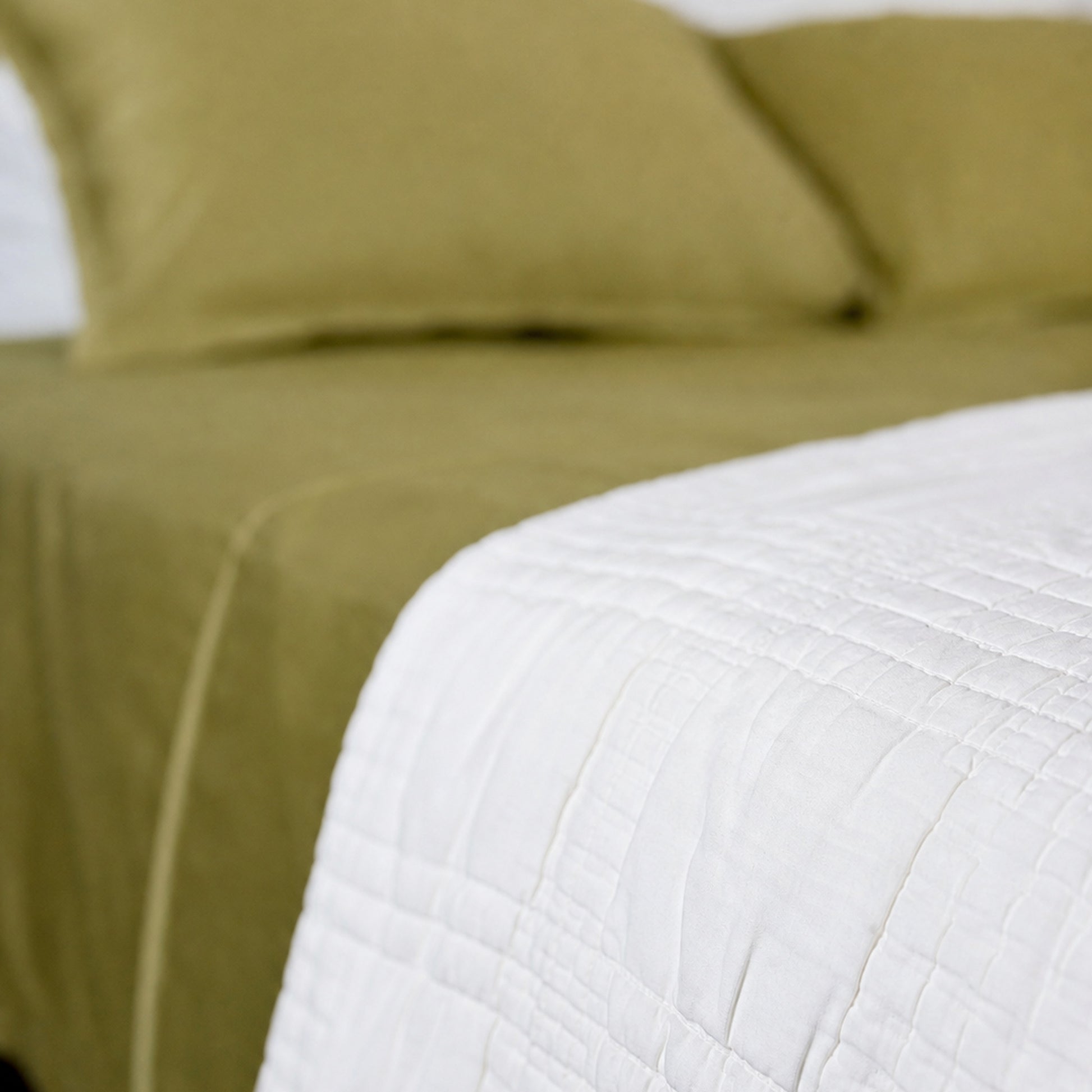 Homlin Luxury Sateen Cotton Bedsheet - 800 TC product photo - 04-bedsheet-set-olive-front-vertical.jpg