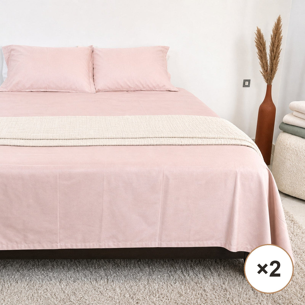 Sheet Duo: 2 x 300 TC Sateen Bedsheets (Cashmere)