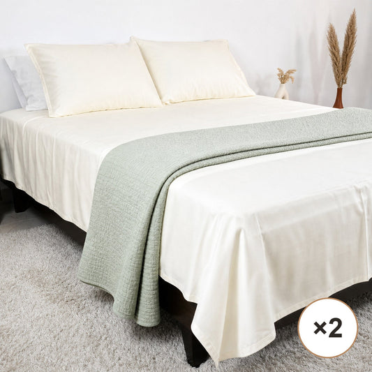 Sheet Duo: 2 x 500 TC Sateen Bedsheets (Off White)