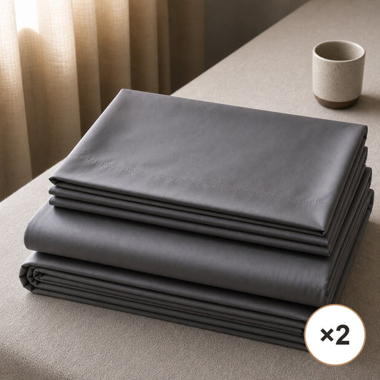 Sheet Duo: 2 x 800 TC Sateen Bedsheets (Dark Grey)