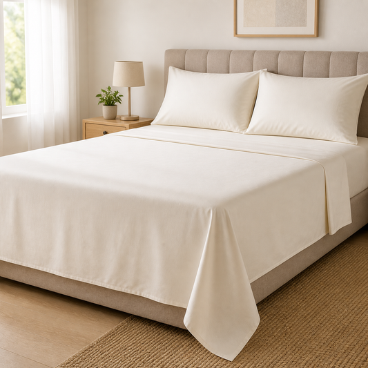 Homlin 300 TC everyday sateen bedsheet square crop with light smooth cotton sheen