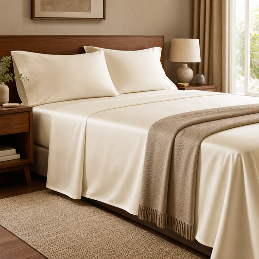Homlin 500 TC best value sateen bedsheet square crop with richer drape