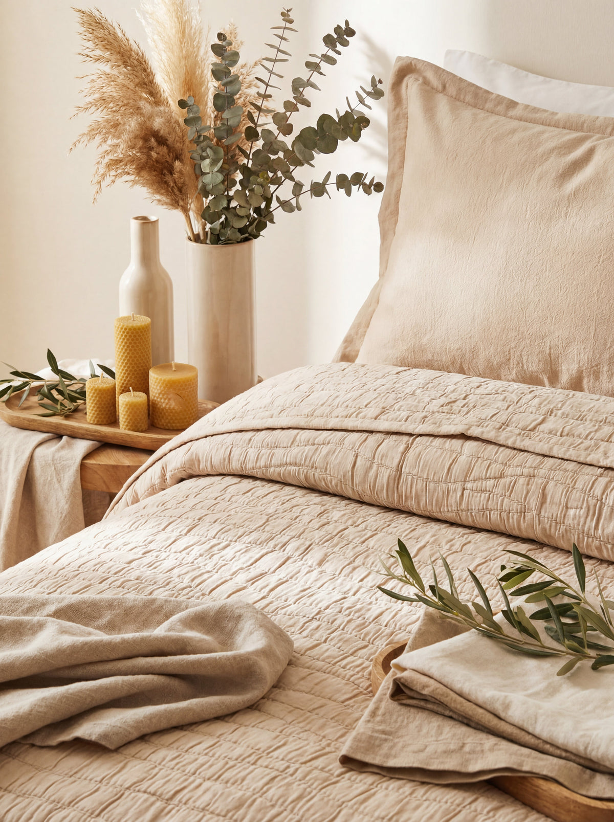Complete Bed Bundle: Serene Nile Wave Quilt + 500 TC Sheet