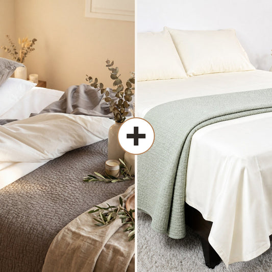 Complete Bed Bundle: Siwa Pebble Quilt + 500 TC Sheet (Charcoal Slate)